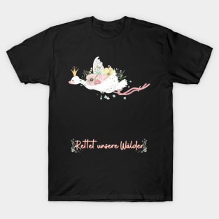Schwan Fliegen Wald Retten Prinzessin Blumen Süß T-Shirt